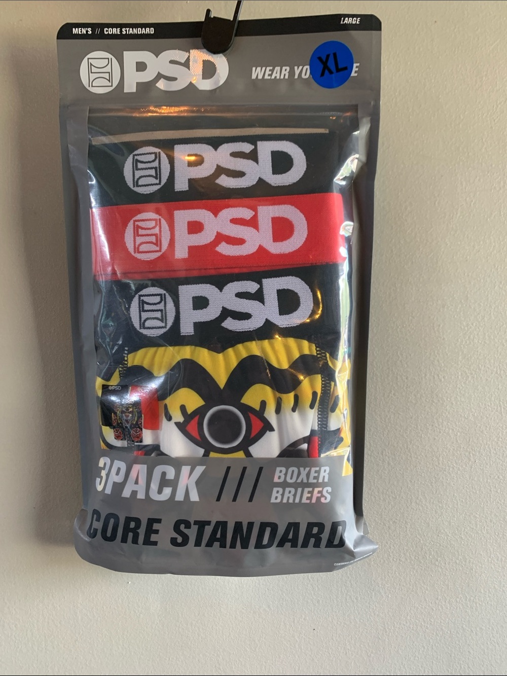 PSD Men’s 3-Pack Boxer Briefs - Black, Red, Yellow Graphic